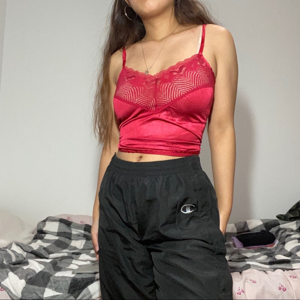 red lace camisole